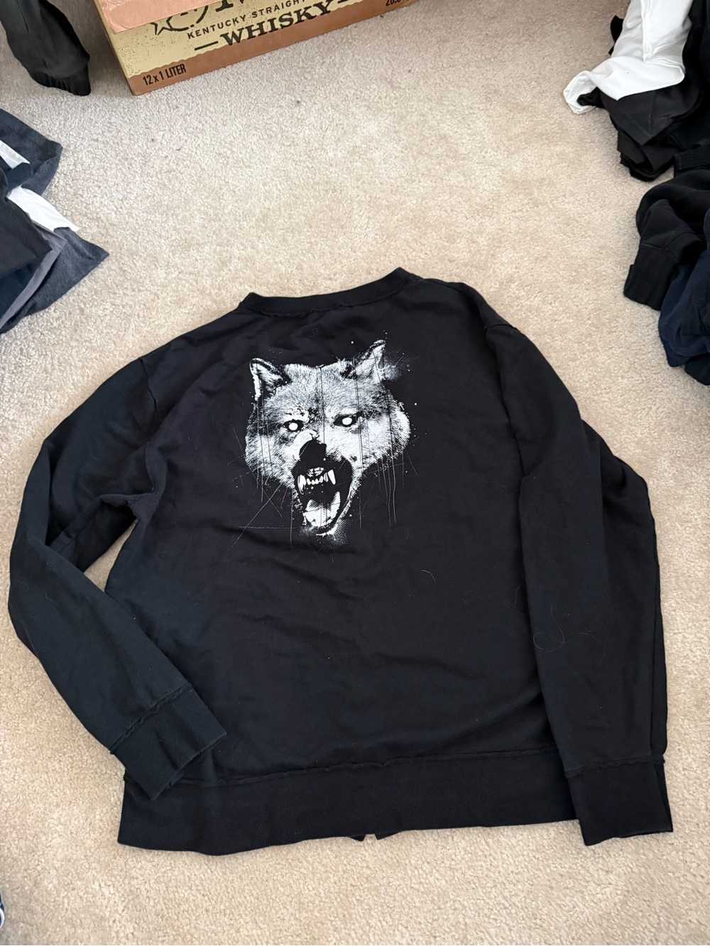 Woman’s MCR The Black Parade cardigan 2XL- House of Wolves Wolf print on back.